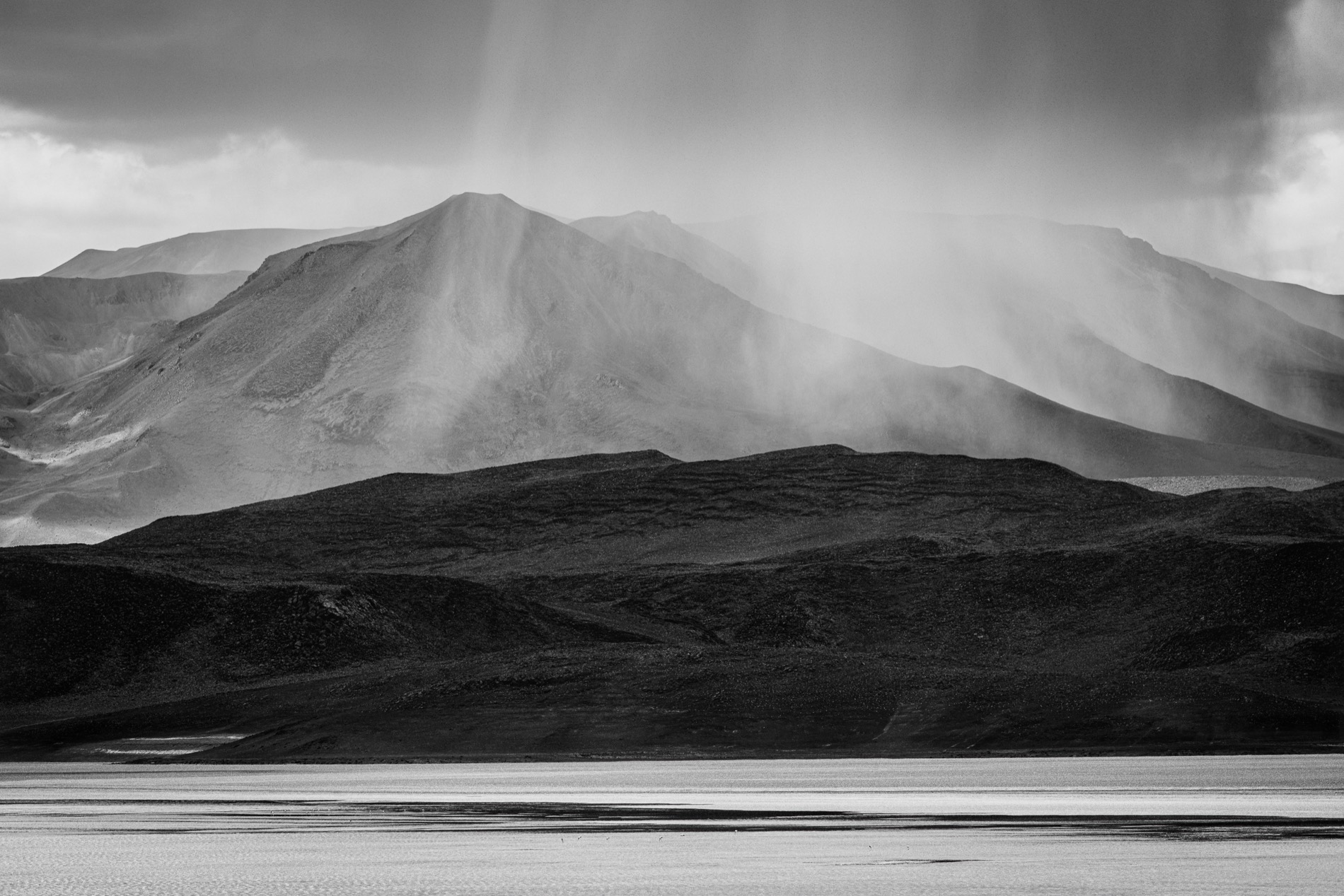 Rain veils over the altiplano, Bolivia